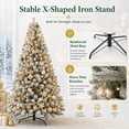 thumbnail image 2 of 7ft Pre-Lit Artificial Christmas Tree, Snow Flocked Design Pine Tree, Full Appearance Lighted Snowy w/Easy Assembly, 350 Lights, 850 Branch Tips Metal Stand for Home, Party Holiday Xmas Decoration, 2 of 9