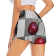 thumbnail image 3 of Bixox Women's Cherries laid pattern 2 in 1 Running Shorts - Lightweight Athletic Workout Gym Yoga Shorts Liner with Pockets - Small, 3 of 7