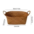 thumbnail image 3 of L Large Woven Wicker Basket With Handle Storage Organizer for Throw Blankets Bedroom Living Room Laundry 11.81X4.72X4.72 Inches Wooden Material, 3 of 7
