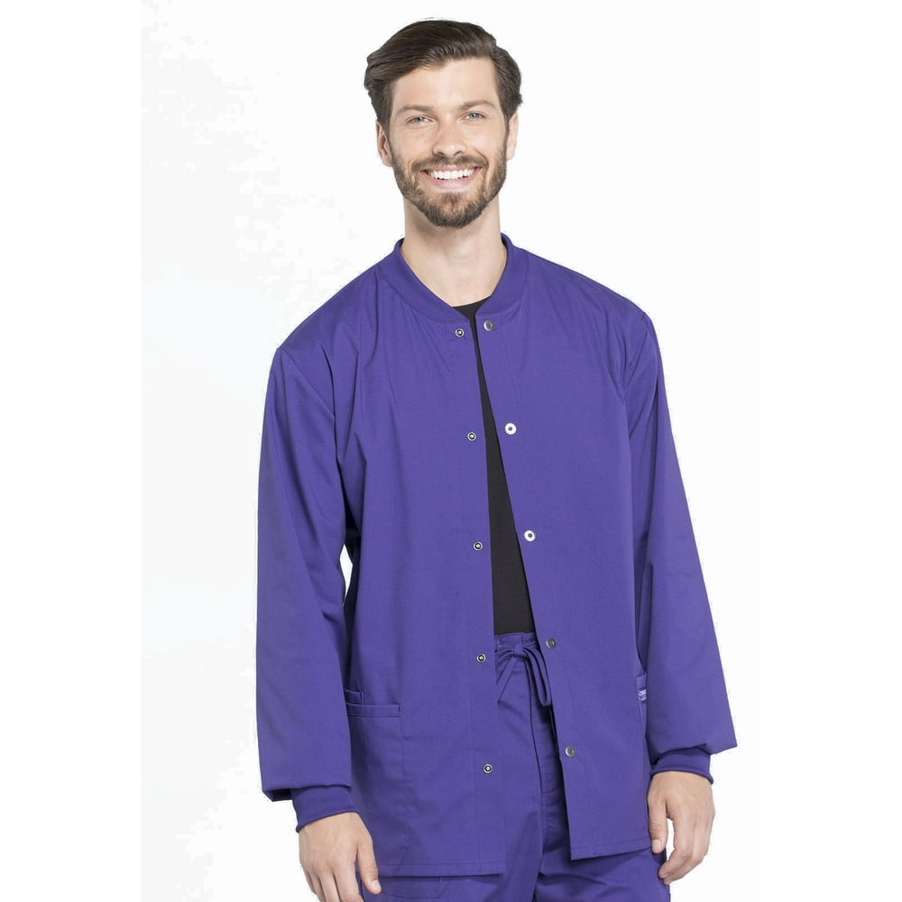 Cherokee Cherokee Workwear Professionals Scrubs Warm Up Jacket for Men Snap Front WW360, XL