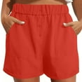thumbnail image 2 of QATAINLAV Summer Shorts for Women Casual Cotton Button Short Pant Solid Color Lightweight Wide Leg Bermuda Shorts with Pockets Watermelon Red L Ofertas en Walmart, 2 of 9