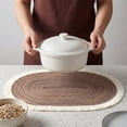 thumbnail image 4 of Farmhouse Placemats Set of 6 Woven Placemats for Dining Table Decor Indoor Outdoor Kitchen Table Mat Wipe Clean Brown 17.7x11.8inch, 4 of 6