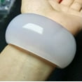 thumbnail image 4 of K-KED 56mm-62mm Beautiful Natural White Wide Jade Agate chalcedony Bangle icy Bracelet-62mm, 4 of 9