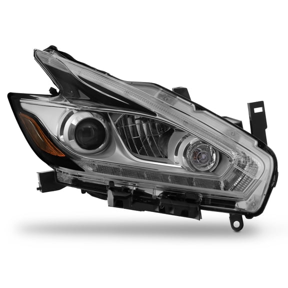 AKKON - Fit 2015-2018 Nissan Murano LED Projector Headlight Headlamp Passenger Right Side Chrome Finish Enhanced Fitment w/DRL for Improved Visibility