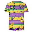 thumbnail image 4 of Gamivast Carnival Theme Shirts for Women Funny Mask Graphic Short Sleeve Tee Tops Casual Loose Crew Neck Trendy Pullover Party Tunic Dressy Blouses Mardi Gras Day T-Shirt, 4 of 6