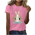 thumbnail image 4 of Camisas de Manga Corta para las Mujeres Moda Casual Impresión Cuello Redondo Suéter Tee Blusas, 4 of 4