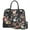 A-Black Flower, variant on Women Handbags Top Handle Satchel Purse Shoulder Bag Briefcase Hobo Bag Set 2Pcs