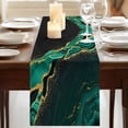 thumbnail image 3 of Green Marble 72 Inch Table Runner, Gold Abstract Vintage Modern Ombre Art Farmhouse Dresser Scarf Cotton & Linen Tablerunner for Dining/Kitchen Island/Holiday Party Décor 13" x 72", 3 of 9