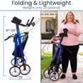 thumbnail image 4 of Vive Mobility Upright Walker T-Series – Outdoor Stand-Up Rollator with Seat for Seniors, Blue, 4 of 9