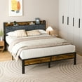 thumbnail image 3 of Dayago Queen Size Bed Frame with Storage Headboard and Adjustable LED Light, USB and Type-C Port, Heavy Duty Metal Platform Bed Frame with Under Bed Storage, No Box Spring Needed, 3 of 8
