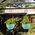 thumbnail image 2 of Plastic Hanging Planter Self Watering Basket with Detachable Base 9 Inch Mint Green Set of 2 and Wall Planter Pots Outdoor Use Plastic 8.5 Inch Green Set of 2, 2 of 7