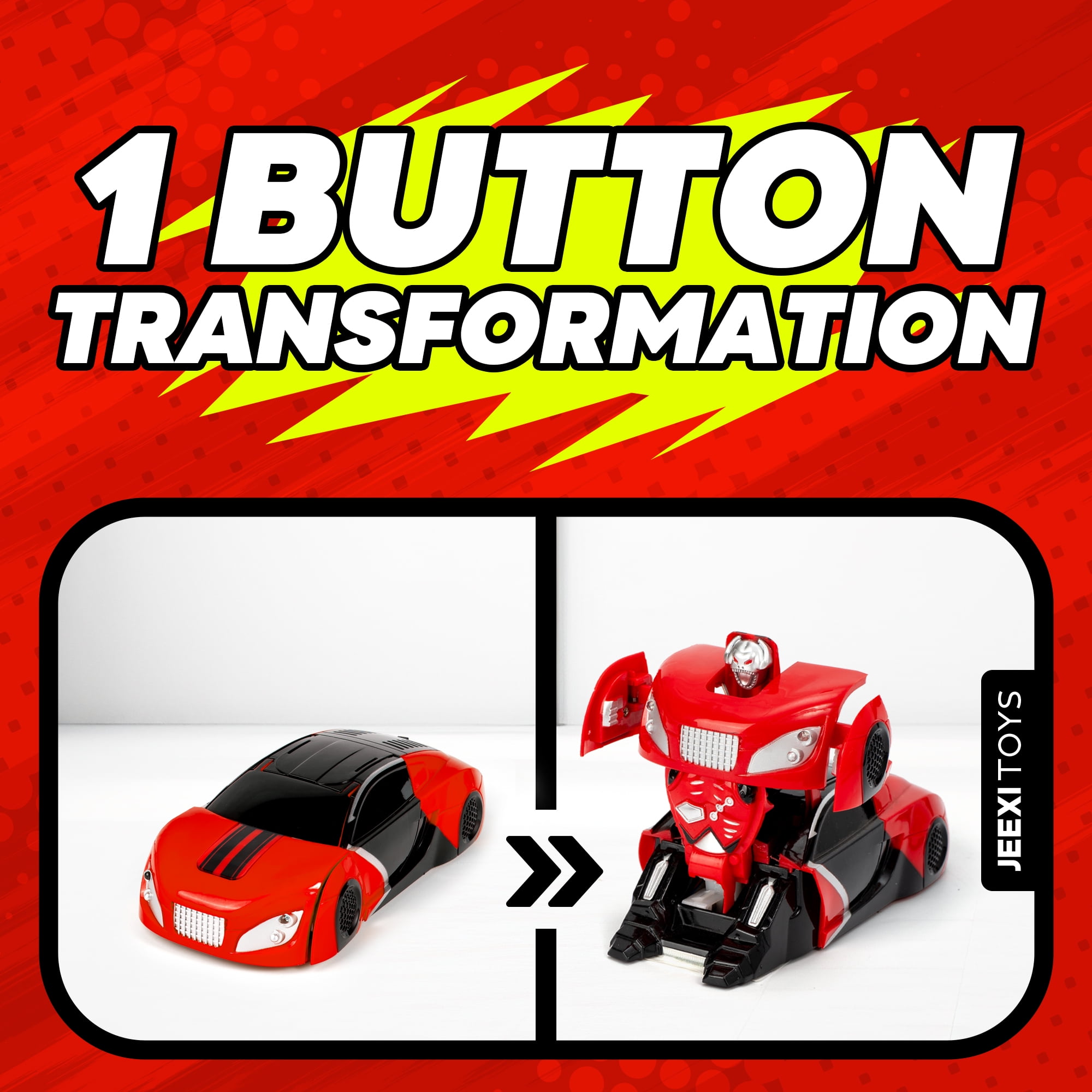 JEEXI Wall Climbing Remote Control Car - Transforming Robot RC Car Toy for Kids, Drives on Walls, Windows, Floors & Ceilings, Dual Mode for Floor & Wall, Fun Gift for Boys & Girls (Red)