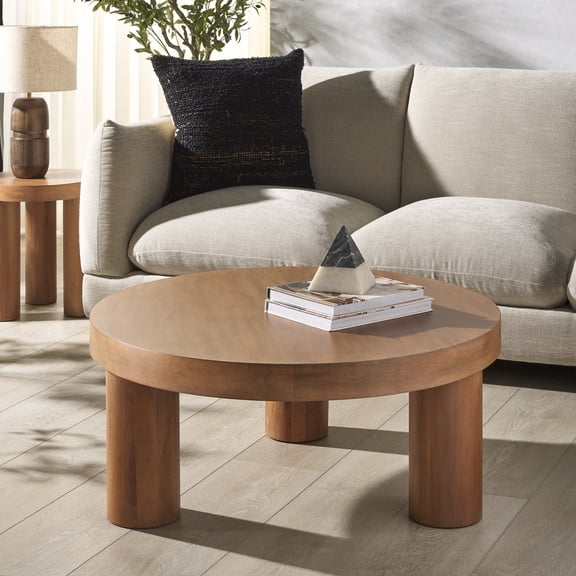 Safavieh Couture Bary Round Wood Modern Coffee Table, Natural