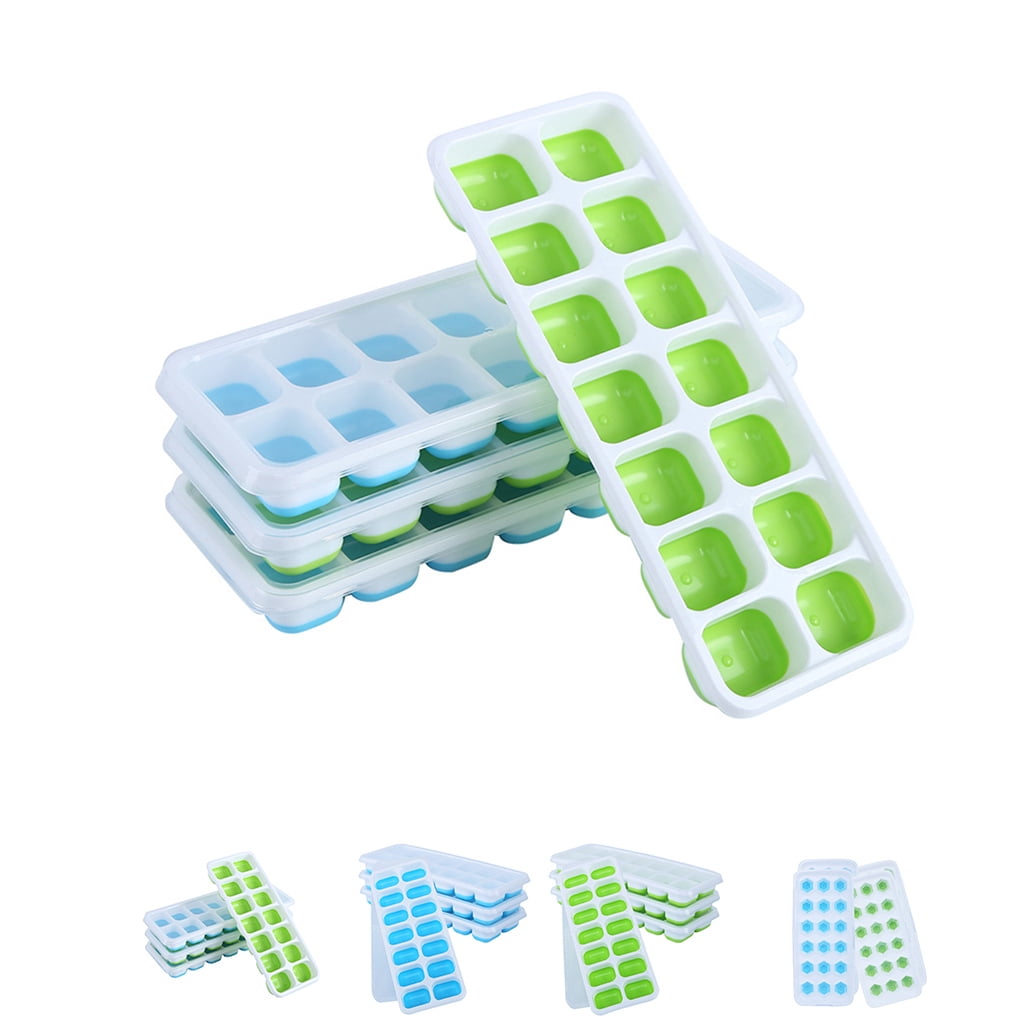 4PCS/Set Silicone Ice Cube Tray Mold Clear Cover Ice Cream Maker Molds Ice Plate Drinking Household Summer Tools