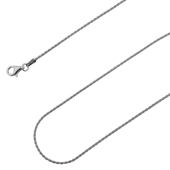 925 Sterling Silver, Oxidized Wheat Spiga Bali Braided Woven Chain 1mm Necklace - Hypoallergenic and Tarnish Resistant - By Oliver & Navy