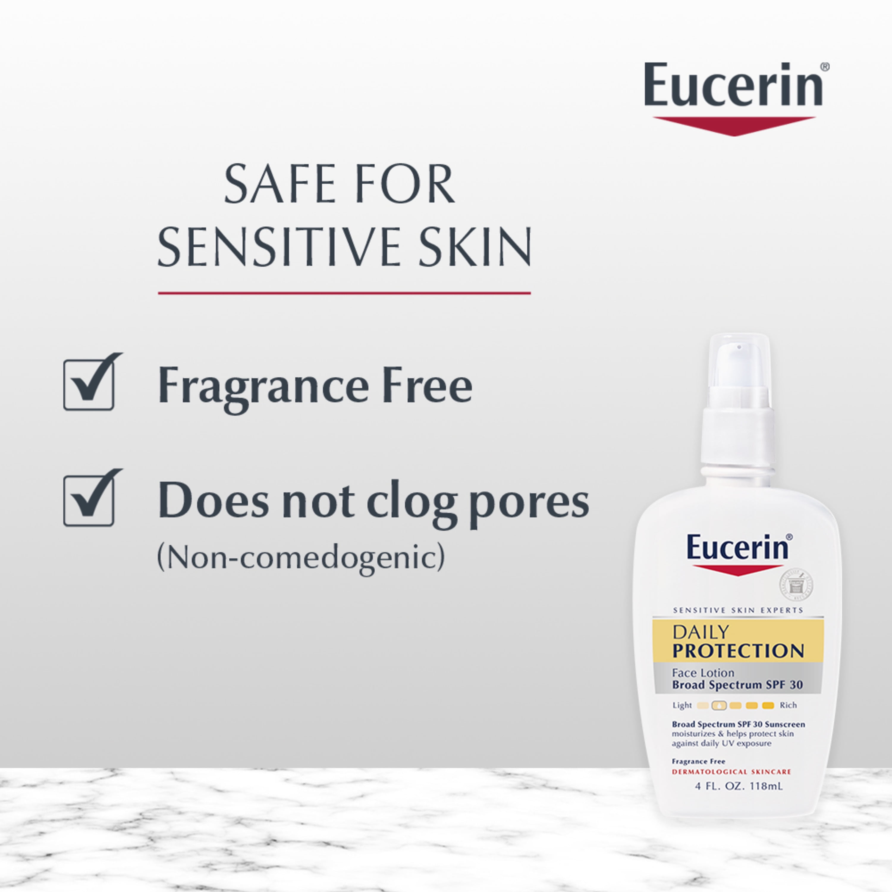 Eucerin Daily Protection Face Lotion with SPF 30, For Sensitive Skin, 4 Fl. Oz. Bottle -