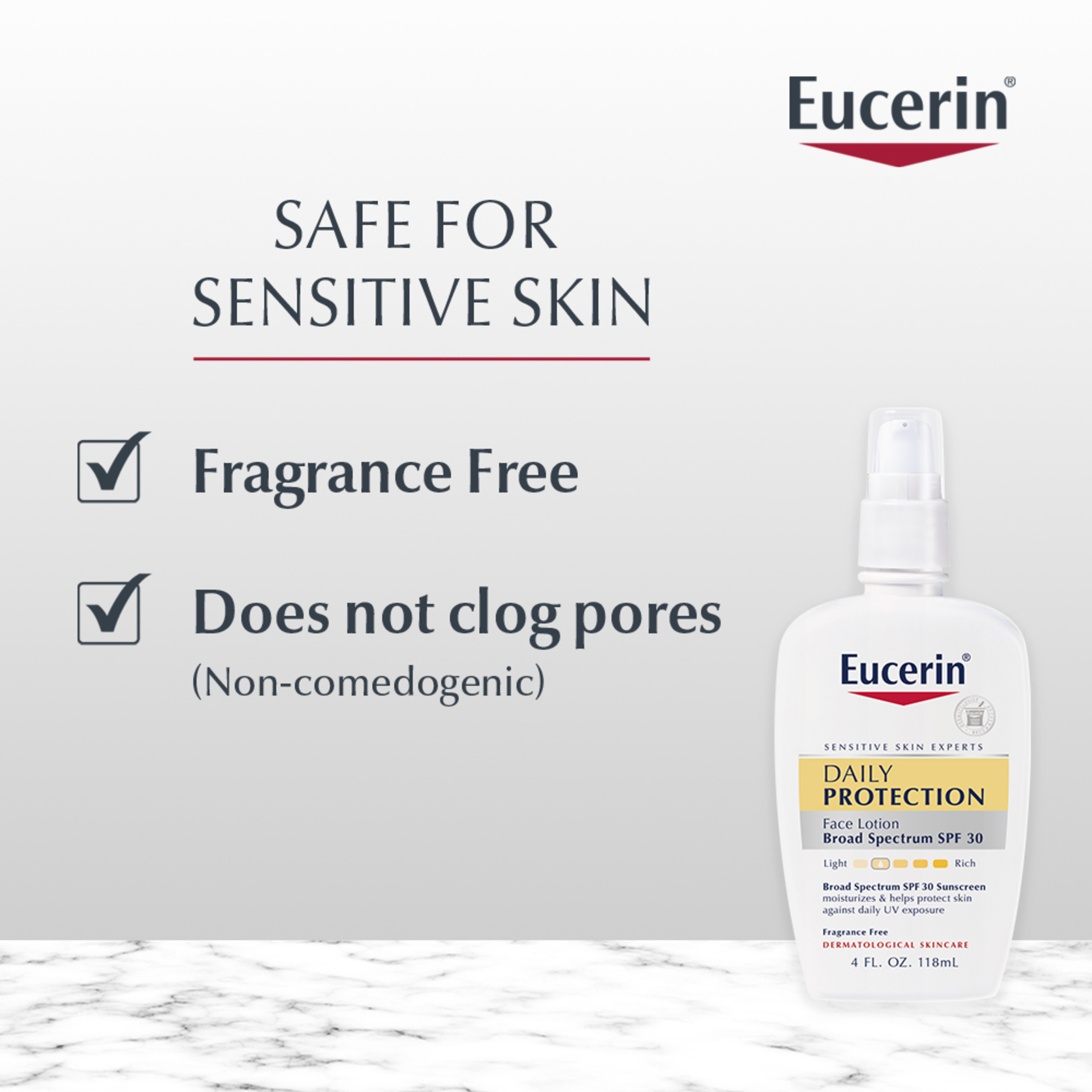 Eucerin Daily Protection Face Lotion with SPF 30, For Sensitive Skin, 4 Fl. Oz. Bottle - image 4 of 8