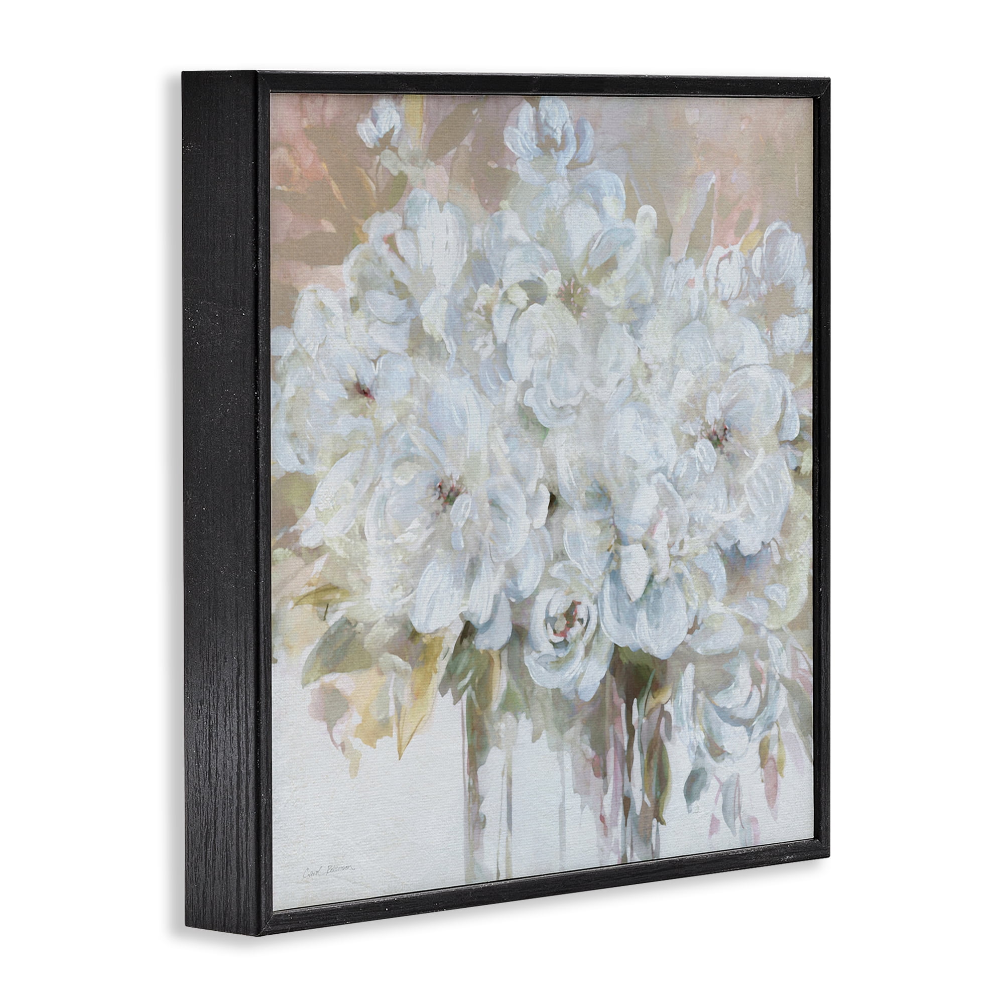 Stupell Industries Soft White Bouquet Serenity Black Framed Giclee Art, design by Carol Robinson