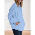 thumbnail image 5 of Women'S Full Zip Up Fleece Hoodie Soft Winter Jacket Casual Oversized Sweatshirt with Button Front Sky Blue XXXL, 5 of 8