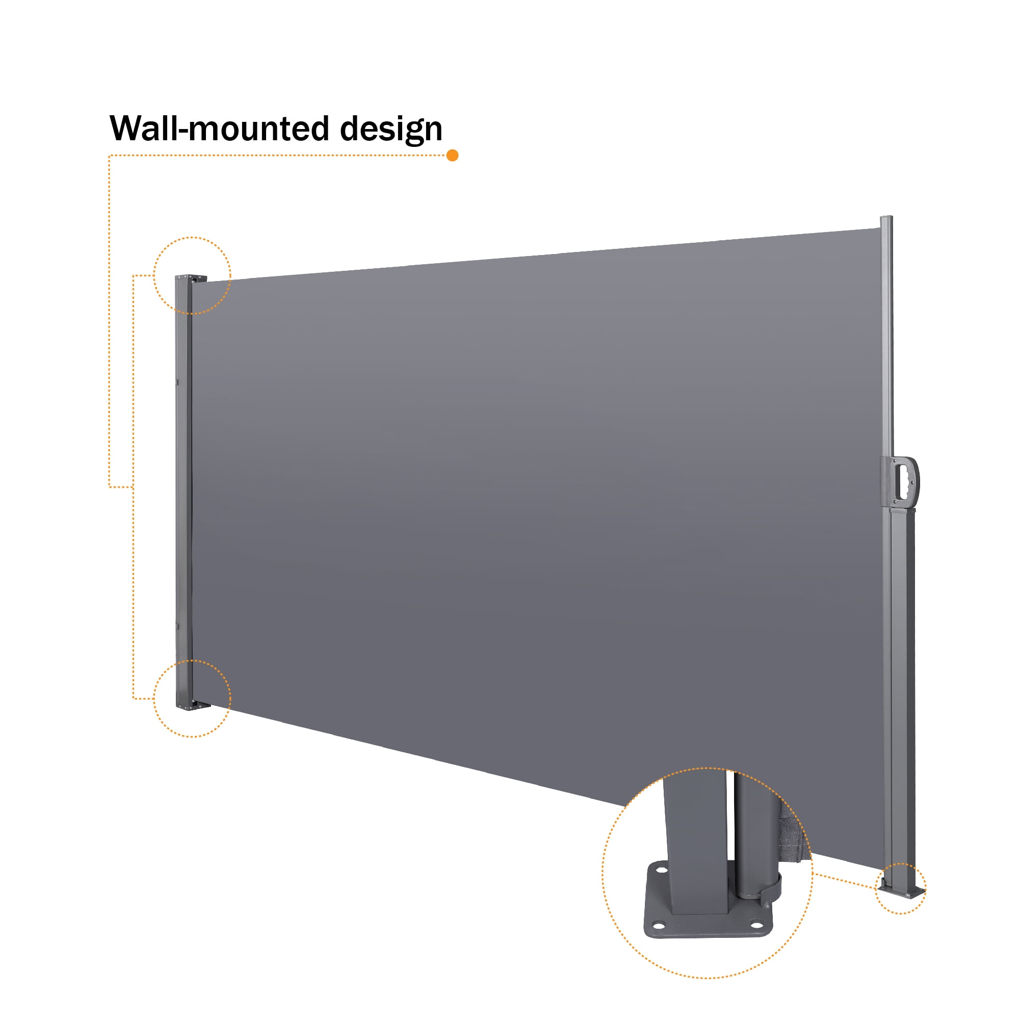 Retractable Awning, 118x63 Inch Sun Shade Screen for Balcony Patio Outdoor Space, Grey