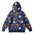 thumbnail image 5 of Zylarhe Kids Halloween Tops Hoodie with Front Pocket for Boys Cozy Sweatshirt Seasonal Comfort Blue 3-4 Years, 5 of 7
