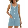 thumbnail image 2 of Fantaslook Waffle Jumpsuits for Women Summer Trendy Button Sleeveless Romper Ajustable Strap Shorts Overalls with Pockets, 2 of 9