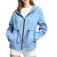 thumbnail image 3 of Vivianyo HD Women's Cinch Waist Hiking Jackets, Water Resistant Windproof Hooded Outdoor Tops With Side Drawstrings for Camping Running, Women's Blue, Sizes S-3XL, 3 of 9