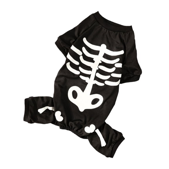 Leeye Glow in The Dark Skeleton Pet , Dog Cat Halloween Jumpsuit Pajamas with Glowing Bones for Party Cosplay, Black, M