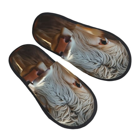 

Kdxio Sunflower Cow In Flower Field Pattern Slippers for Women Memory Foam Fuzzy House Slippers Bedroom Non-slip Warm Womens Slippers