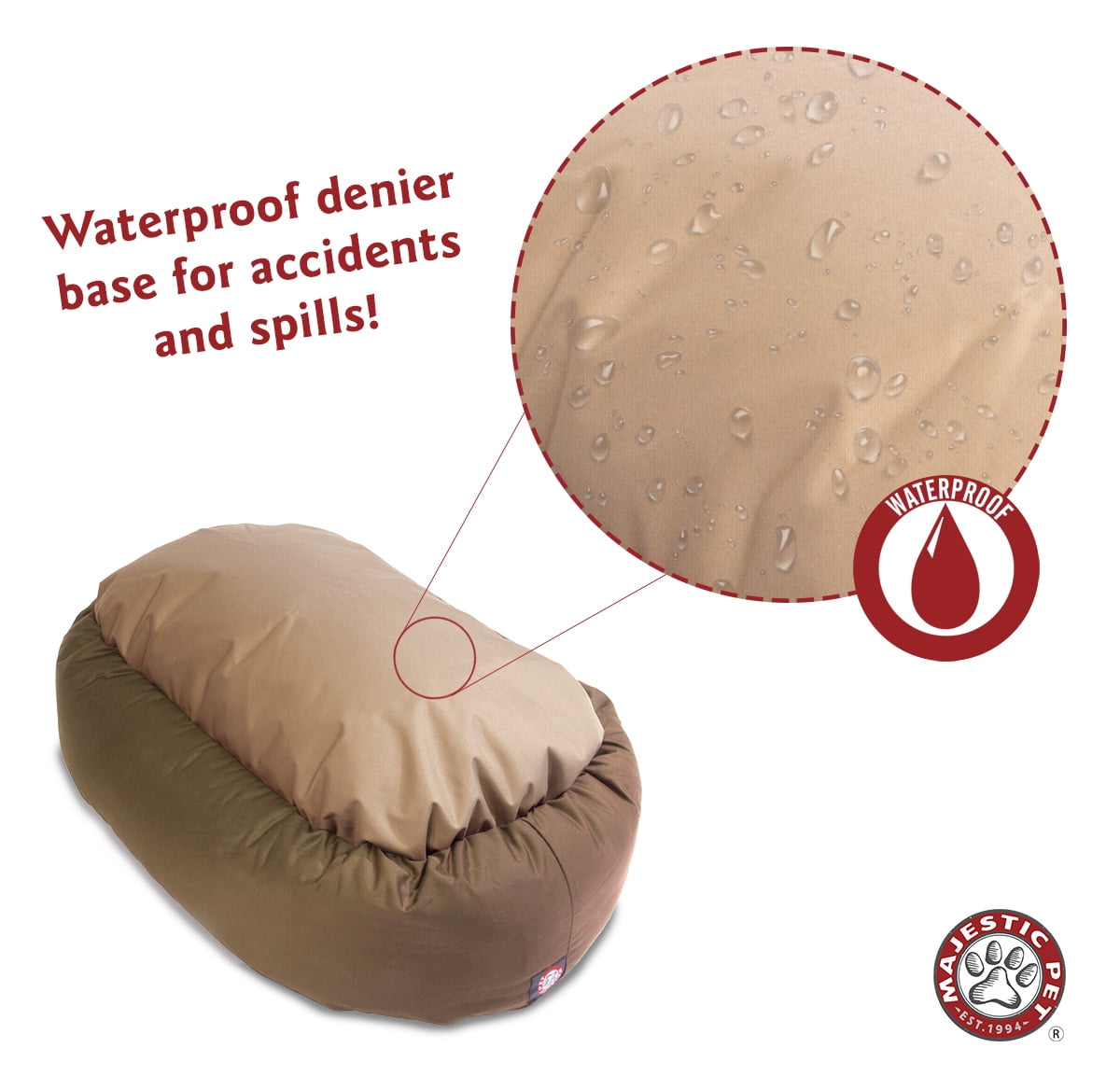 Majestic Pet Sherpa Poly/Cotton Bagel Pet Bed for Dogs, Calming Dog Bed Washable, Large, Khaki