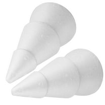 COMPUKAS 2-Pack White Polystyrene Foam Craft Cones for Christmas Tabletop Decorations and Supplies