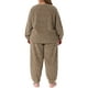 thumbnail image 3 of Conjuntos de pijama de forro polar de talla grande para mujeres Agnes Orinda, pijamas suaves de manga larga, ropa de casa esponjosa, loungewear 3X Café, 3 of 5