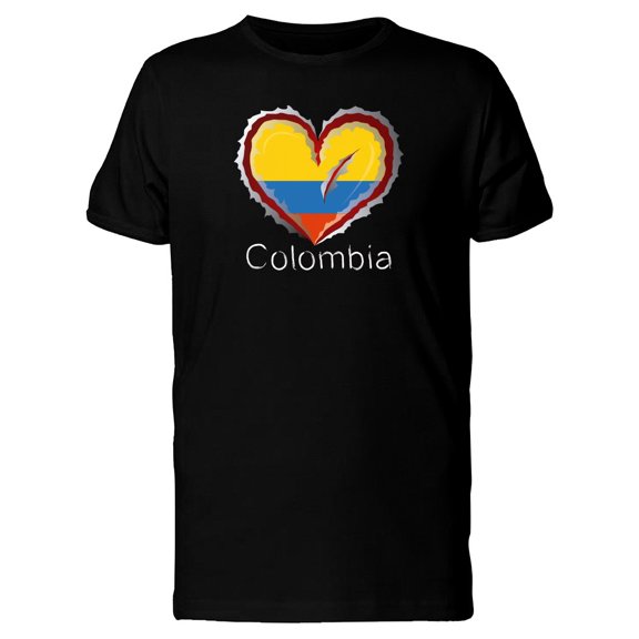 Colombia Scratched Flag Heart Tee Men's -Image by Shutterstock