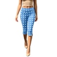 thumbnail image 2 of IUYRTFE Women's Polka Dot Capri Pants with Side Slit High Waist Stretch Cropped Trousers for Summer, 2 of 7