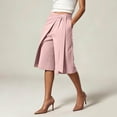 thumbnail image 6 of Qingpeng Womens Wrap Front Tie Waist Culottes High Waist Irregular Overlay Split Wide Leg Dressy Capri Pants Office Business Casual Pants, 6 of 6