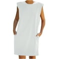 thumbnail image 1 of Bigersell Robe Maxi Débardeur Mode pour Femmes Sans Manches Unie à Col Rond Ample Robe Mini pour Dames Coupe Régulière Robe Ligne A Style 12343, Robes Régulières pour Femme Blanc m, 1 of 8