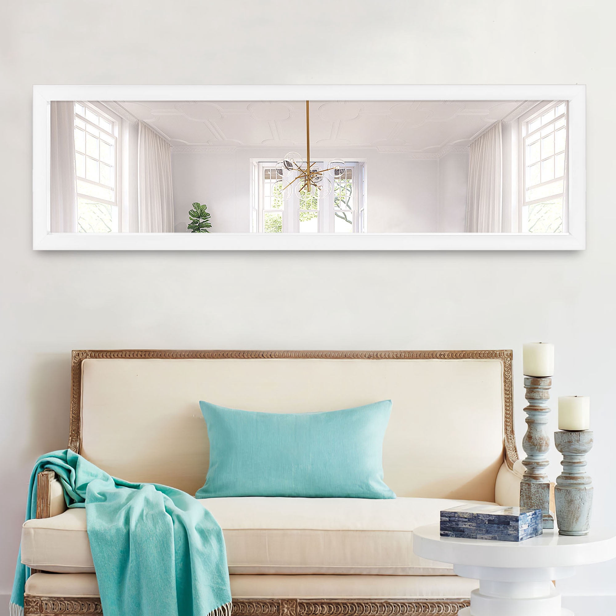 Full Length Mirror Floor Wall Mounted Leaning Hanging Rectangle White 55"x16"