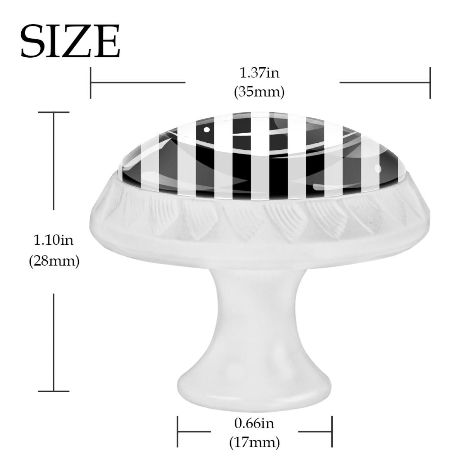 4 Pcs Modern Black White Stripes Knobs for Kitchen Cabinet Cupboard Dresser Bookcase Drawer Pulls Handles Round Home Decor