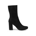 thumbnail image 6 of BLISSFUL STEP Women's Boots Faux Suede Rounded Toe Block Heel Foldable Ankle Boots Black 6, 6 of 8