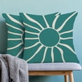 thumbnail image 5 of Summer Outdoor Pillow Covers 18x18 Inch 2 Pcs, Aqua Teal Cream Sun Boho Decorative Throw Pillows,Sunshine Abstract Farmhouse Decor Pillowcase Linen Cushion Cover for Home Couch Sofa Bed, 5 of 6