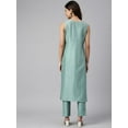 thumbnail image 6 of Janasya Indian Women's Sea Green Chanderi Silk Solid Kurta with Pant, 6 of 8