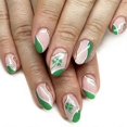 thumbnail image 1 of 24 Pcs French Tip Stick on Nail Saint Patricks Day False Nail Short Almond Press On Nail Shamrocks Artificial Nail, 1 of 4