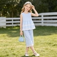 thumbnail image 3 of Girls 2-Piece Outfit Eyelet Lace Sleeveless Tunic and Wide Leg Pants Set for Girls 5-6Y, 3 of 8
