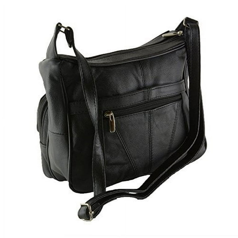 black leather crossbody organizer handbag — MUSEUM OUTLETS