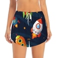 thumbnail image 2 of Picia Spaceships and Stars Pattern Women's 2 in 1 Athletic Running Shorts High Waisted Workout Casual Gym Sweat Shorts with Comfy Liner Zipper Pockets-X-Large, 2 of 9
