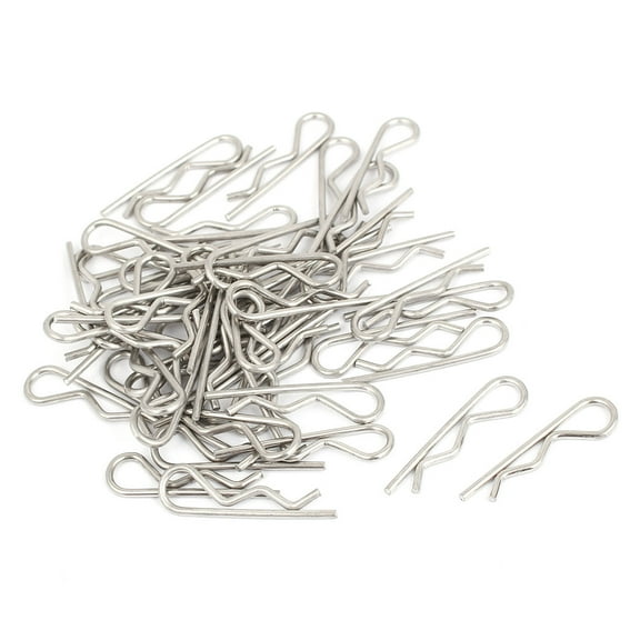1.5mm x 33mm Stainless Steel R Shaped Cotter Clip Pin Silver Tone 50pcs