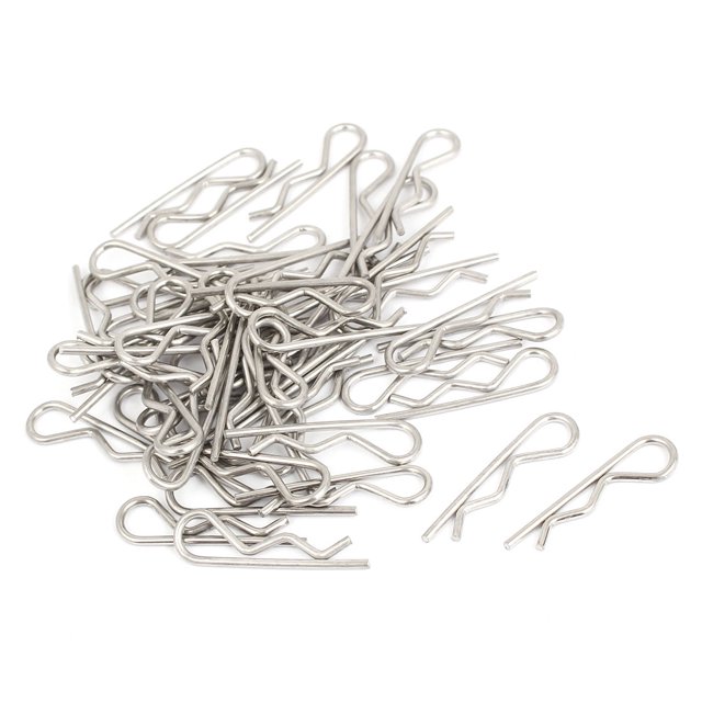 Unique Bargains Clip en Forme de R en Acier Inoxydable 1.5mm x 33mm Ton Argent 50 Pcs