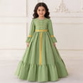 thumbnail image 2 of RUTAYY Children Girls Dress Formal Evening Gown Round Neck Long Sleeve Embroidery Lace Trim Puffy Dress Party Performance Chic Holiday Dresses, 2 of 9