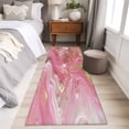 thumbnail image 4 of 2'x6' Rug Runners for Hallways Kitchen, Pink Marble Non Slip Entryway Beside Floor Carpet Runner, Modern Ink Painting Abstract Golden Washable Laundry Room Bedroom Throw Rugs Mat for Family Pet, 4 of 8