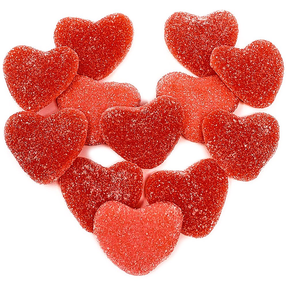 SweetGourmet Gummi Sugar Hearts Pink and Red Sanded Candies